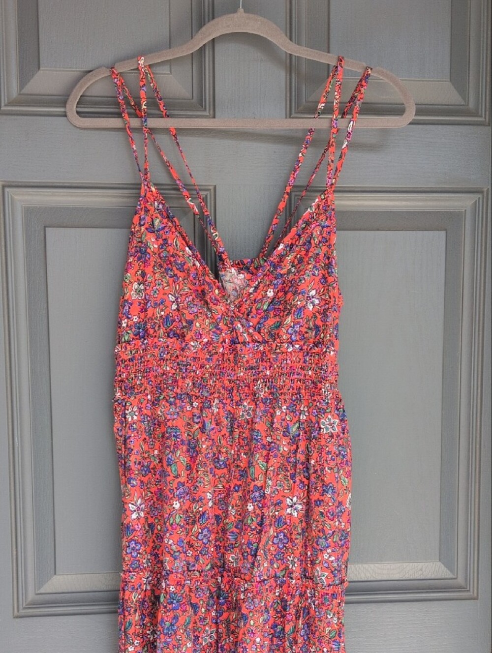 Universal Thread Orange Floral Smocked Maxi Dress